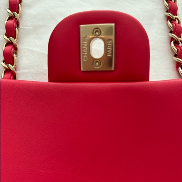 NWT 🖤 CHANEL 24S Red Lambskin Mini Classic Flap Bag - Picture 16 of 16